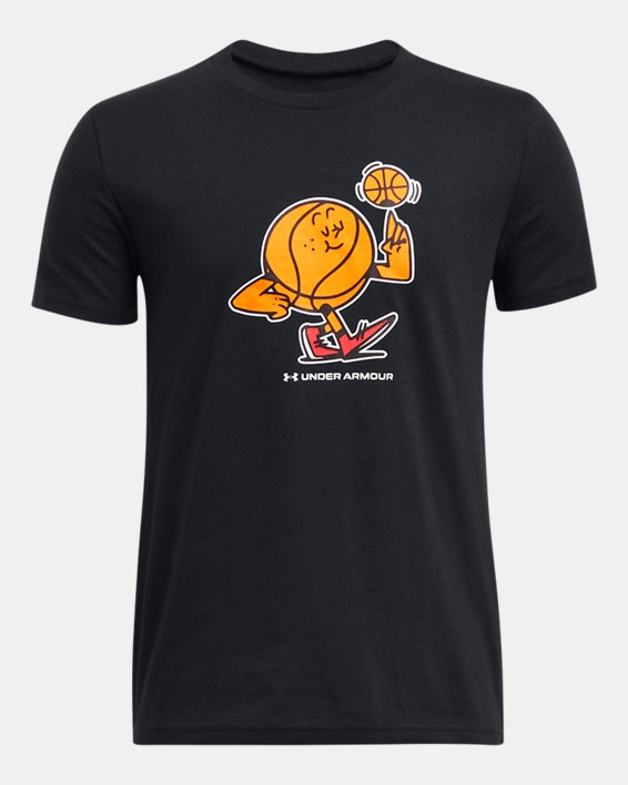 男童UA Get Pumped Basketball短袖T恤 in Black image number 0